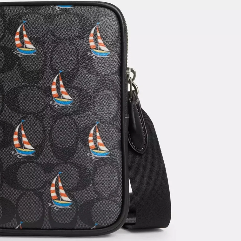 NWT COACH Aden Crossbody In Signature Canvas With Sailboat Print‎